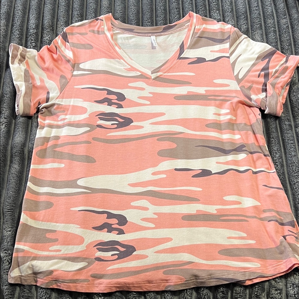 Camo V-Neck Top